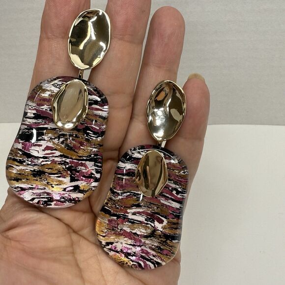 Alexis Bittar Color Lucite Liquid Metal Drop Earrings Limited Edition Numbered - Picture 11 of 12
